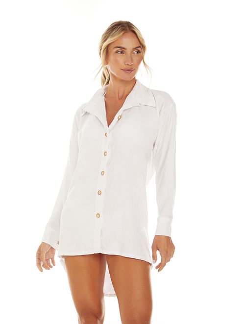 Camisa Saída De Praia Em Linho - Branco