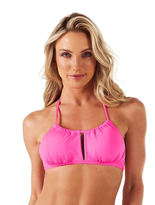 Biquíni Sutiã Top Com Bojo Removível - Rosa Neon