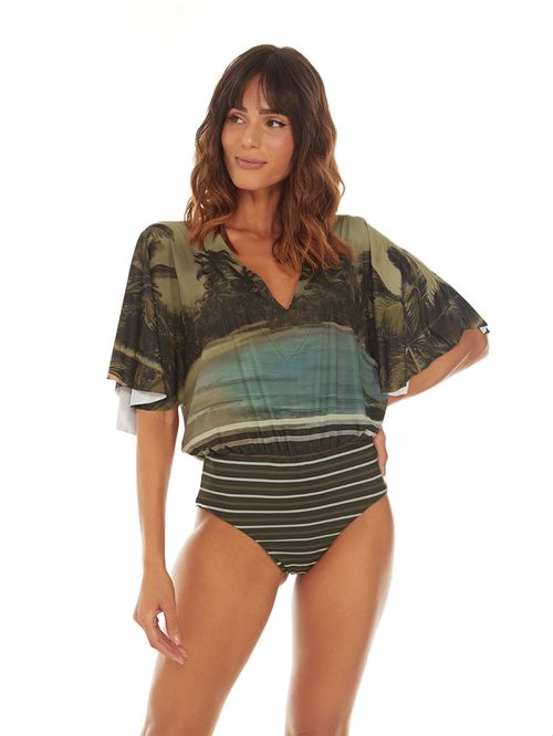 Maiô Body Decote V  Sem Bojo - Tropical Vintage