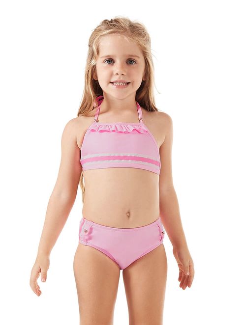 Biquíni Infantil Rosa Com Brilho  - Rosa Brilhante