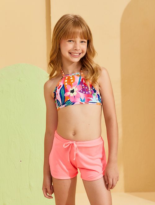 Short Infantil Feminino Em Crepe - Pink Intenso