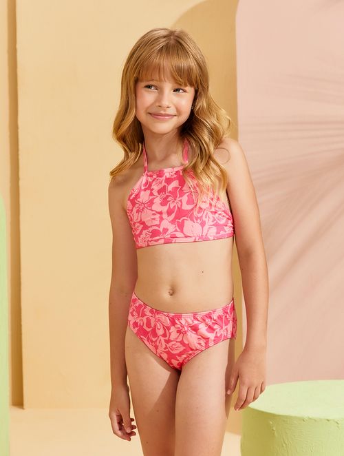 Biquíni Infantil Com Top Cropped e Calcinha - Surf Pink