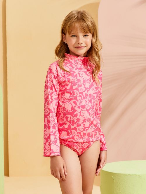 Blusa Proteção Solar UV 50+ Infantil Feminino - Surf Pink